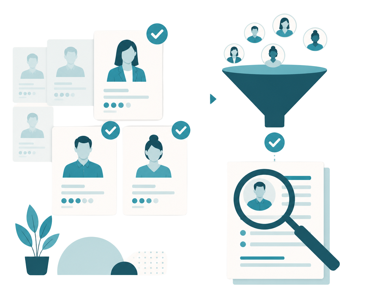 Illustration of candidate screening and shortlisting